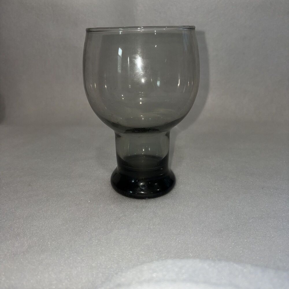 1 Vintage MCM Libbey STAX Smoke Gray 5.5” Drinking Glass Goblet Replacement